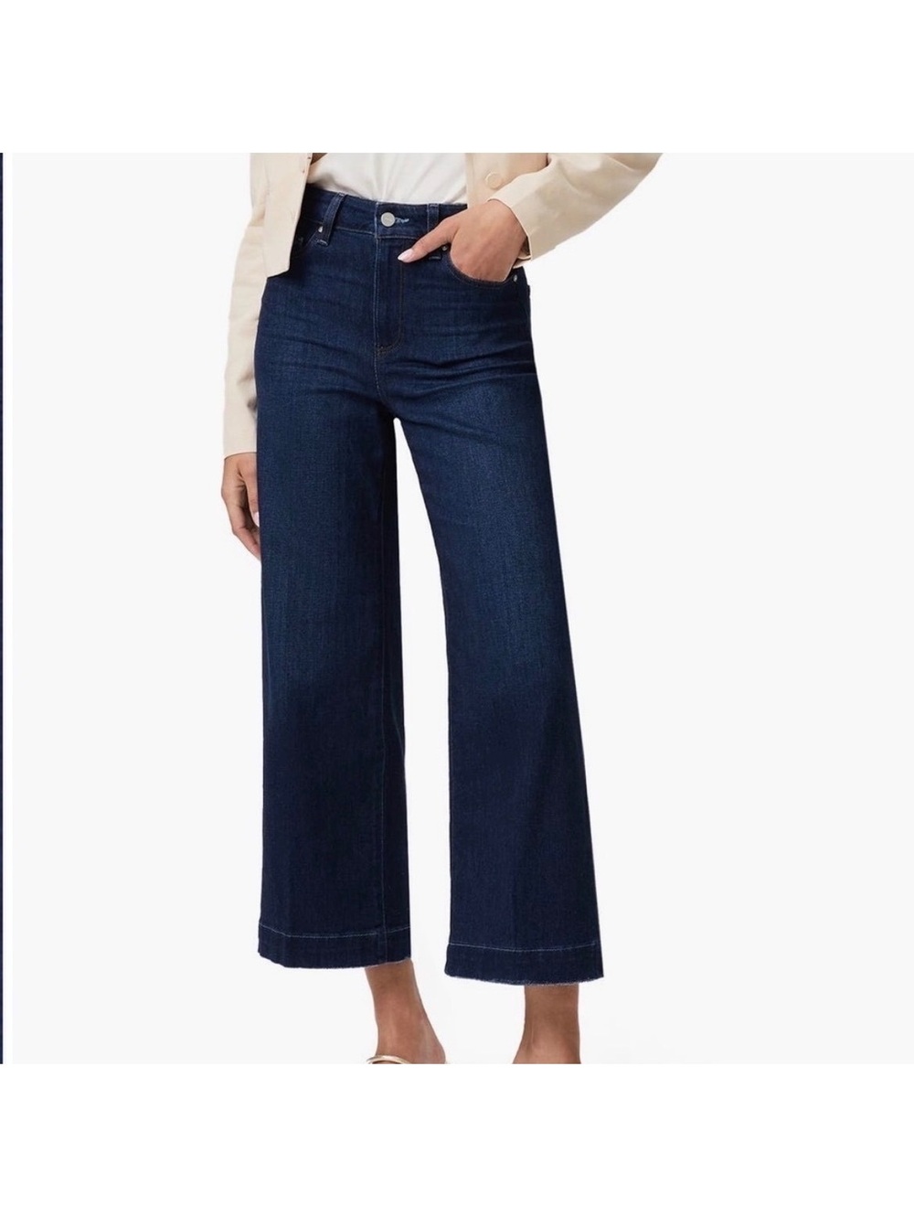 PAIGE Anessa High Waist Wide Leg Crop Jeans Dark Wash